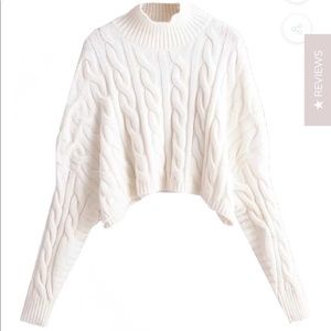 White Cable Knit long sleeve sweater